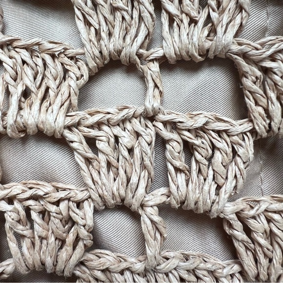 MACRAMÉ RAFFIA NATURAL FIBERS TOTE BEACH BAG LARGE EUC - Picture 3 of 6